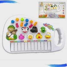 Imagem de Piano Infantil Musical Educativo Som De Animais Fazenda. (Branco)