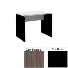 Imagem de Mesa de Escritório Pé Painel Pe25 em Mdp 134 x 60 cm Cor Walnut e Base Preta