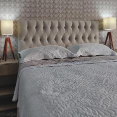 Imagem de Cabeceira Queen 160 Cama Box Vintage Capitone Bege Suede Painel rbl