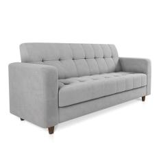 Imagem de Sofá 03 Lugares Arezzo Suede Cinza Pés Chanfrado Tabaco - D'rossi