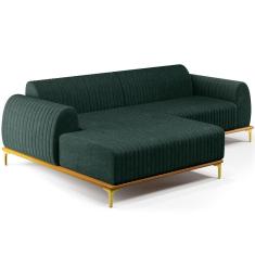 Imagem de Sofá 4 Lugares com Chaise Esquerdo Sala Estar Molino 255cm D02 Linho Verde Musgo C-117 - Lyam Decor