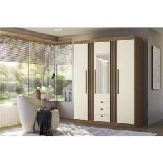 Imagem de Guarda-roupa Aurora 03 Portas com Espelho Jatobá/areia