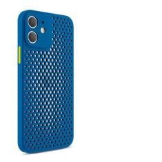 Imagem de Para iPhone 13 12 Mini 11 Pro Max X XR 8 7 6 6s Plus Malha respirável capa de telefone com furo oco e resfriamento capa macia anti-impressão digital, azul marinho, para iPhone 7 8 Plus