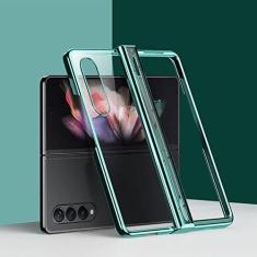 Imagem de Capa transparente dobrável para celular para Samsung Galaxy Z Fold 4 5G com proteção de dobradiça Capa transparente à prova de choque Capa protetora para PC, verde, para Samsung Z Fold 4