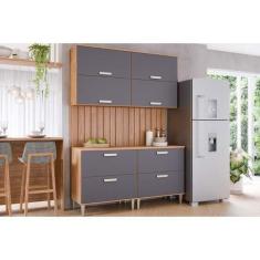 Imagem de Cozinha Completa Bella 5 Peças (2 Armários + 2 Balcões + 1 Painel Ripa