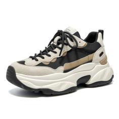 Imagem de BEAU TODAY Tênis feminino grosso, grosso, cadarço confortável, moderno, Preto e cinza, 34