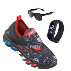 Imagem de Tenis De Led Infantil Meninos Ledstar Calce Facil Luzinhas Rock Mais R