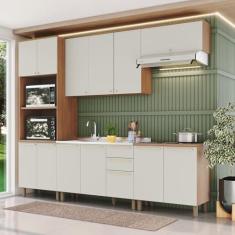 Imagem de Cozinha Compacta 4 Peças com Tampo para Cooktop Yasmin Espresso Móveis Nature/Areia