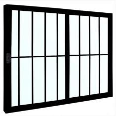 Imagem de Janela De Correr Alum nio 100 X 100 X 8 Cm Grade 2 Folhas V.