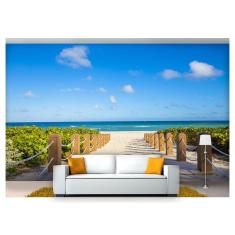 Imagem de Papel De Parede Estrada Caminho Praia Mar 3D Nes094 3M²