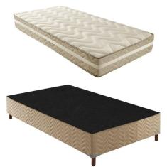 Imagem de Box Solteiro Florença 42x88x188cm com Colchão Solteiro Unique D33 Plus Duoface 20x88x188cm Rustico Bege