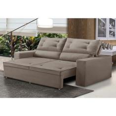 Imagem de Sofá Retrátil e Reclinável 3 lugares com Molas 2,00m Lais Suede Cappuccino Adonai Estofados