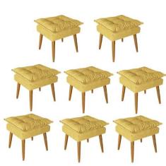 Imagem de Kit 08 Puff Puf Banqueta Opala Para Quarto Sala Recepção Suede Amarelo