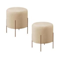 Imagem de Conjunto - 2 Puff Banqueta Odim Bronze Luxo Castellar Móbile, Linho Be