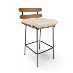 Imagem de Banqueta Costela material sintético Base Metálica Preto - D'Rossi - DR