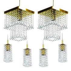 Imagem de Kit 2 Pendentes Marrycrillic + 4 Pendentes Clearcrilic Gold