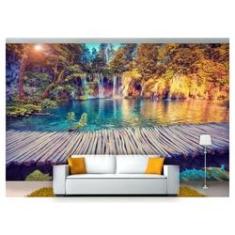 Imagem de Papel De Parede Cachoeira Natureza Ponte 3D Nch152