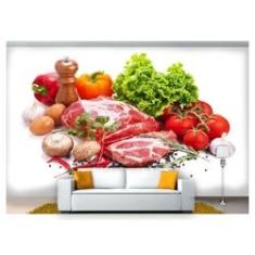 Imagem de Papel De Parede Carnes Temperos Legumes 3D Al178