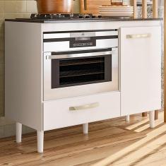 Imagem de Balcão De Cozinha Para Cooktop Fit 1 Porta 1 Gaveta Branco - Nicioli