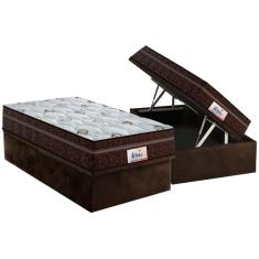 Imagem de Conjunto Box Baú Solteiro: Colchão Molas Probel MasterPocket Ensacadas ProDormir Miami + Base CRC Suede Brown(88x188)