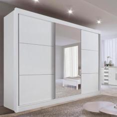 Imagem de Guarda Roupa com Espelho Casal 3 Portas 6 Gavetas 100% Mdf Miami Branco