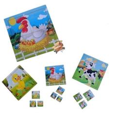 Imagem de Brinquedo Educativo Pedagógico Em Madeira Quebra Cabeça Evolutivo Animais (Galinha)
