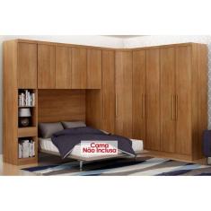 Imagem de Quarto Casal Completo Rizon/Linea 6 Peças (1 Armário Aéreo + 3 Guarda Roupas + 1 Closet Canto Obliquo + 1 Complemento) QCM109 Cumaru - Novo Horizonte
