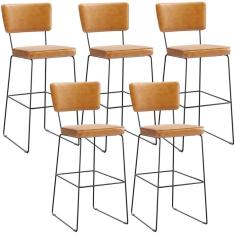 Imagem de Kit 5 Banquetas Altas Cozinha Allana L02 Couríssimo Whisky
