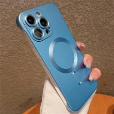 Imagem de Para iPhone 15 14 13 12 Pro Plus Max sem moldura metálica fosca caixa magnética de carregamento sem fio capa macia fina fosca, YFL, para iPhone 15 ProMax