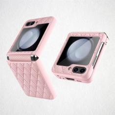 Imagem de Capa de telefone de couro PU para Samsung Galaxy Z Flip 5 Flip5 ZFlip5 5G Capa protetora rígida, rosa, para Galaxy Z Flip5