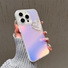 Imagem de Capa luxuosa com coração de pérola e diamante para iPhone 14 15 Pro Max 15 Plus 11 12 13 Pro Xs Max Xr 7 8 Plus X Xs Capa dura com brilho a laser, laser, para iPhone X