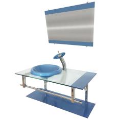 Imagem de Gabinete De Vidro 90Cm Iq Inox Com Cuba Chapéu Redonda - 