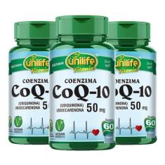Imagem de Kit 3 Coenzima CoQ-10 - 50 mg Unilife 60 Capsulas Veganas