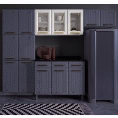 Imagem de Armário De Cozinha Aéreo 3 Portas Com Vidro Diamante Telasul