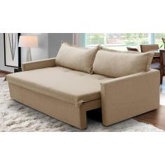 Imagem de Sofá Sem Caixa Retrátil e Reclinável 2,00m com Molas Kiara Linho Bege Adonai Estofados