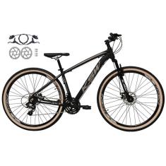 Imagem de Bicicleta Aro 29 Ksw Xlt 24v Freios a Disco Hidráulicos Garfo Suspensão Pneu com Faixa Bege - Preto/Prata