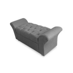 Imagem de Recamier Baú Estofado Com Capitonê Veneza 195 Cm Suede Cinza - Incasa