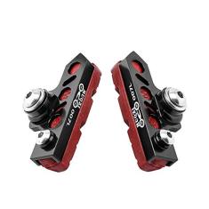 Imagem de Bicicleta C Paquímetro de freio estendido (conjunto de 2) Aro de fibra de carbono substituível resistente ao desgaste para bicicleta de estrada, MTB, bicicleta dobrável (preto-vermelho)