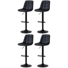 Imagem de Kit 4 Banqueta Alta Elegance Estofada Com Base Giratória E Regulagem De Altura - Preto