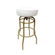 Imagem de Banqueta Altura 65cm Bar Giratória cor Dourado fosco assento branco