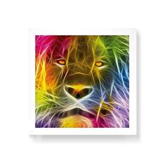 Imagem de Arte Maníacos Quadro Decorativo Leão Colorido - 50x50cm (Moldura em laca )