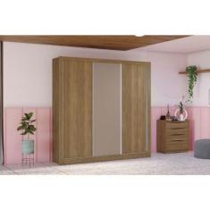 Imagem de Guarda-roupa 3 Portas de Correr 2 Gavetas Nogueira/fendi