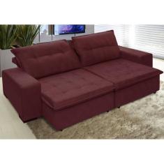 Imagem de Sofá Austrália 2,32 Mts Retrátil e Reclinavel Tecido Suede Pluma Vinho - Moveis Marfim