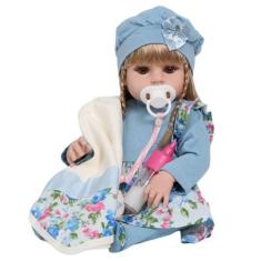 Imagem de Boneca Reborn Menina Princesa Articulado Com Acessórios 46cm - Cegonha