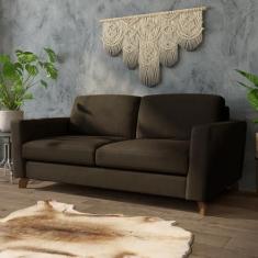 Imagem de Sofá Sala de Estar Living 3 Lugares 240cm Presley Pés Madeira Veludo Marrom G52 - Gran Belo