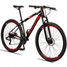 Imagem de Bicicleta Aluminum Raider 24V Aro 29 Index Preto + Vermelho