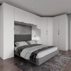 Imagem de Guarda Roupa Modulado de Casal 10 Portas 5 Peças Hera CabeCasa MadeiraMadeira Branco Geada