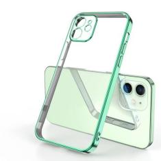 Imagem de Capa de telefone transparente quadrada luxuosa de silicone para iPhone 11 12 13 Pro Mini Xs Max X Xr Se 2020 7 8 Plus Capa macia revestida, verde claro, para 7 Plus 8 Plus