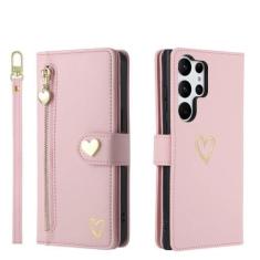 Imagem de Capa de couro carteira com zíper para Samsung Galaxy S23 S24 Ultra S22 Plus S21 FE A04 A14 A24 A34 A54 A05S A15 Capa de bolsa, rosa, para Galaxy A52