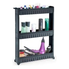 Imagem de Armário Carrinho Organizador Multiuso 3 Prateleiras Preto Cozinha Banh